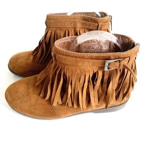 Tahari Womens Size 6 Fringe Cognac Ankle Booties